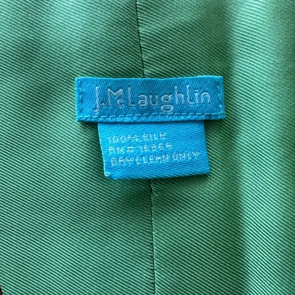 J. McLaughlin Aqua and Mint Silk Scarf Wrap with Chain Motif - Picture 3 of 4